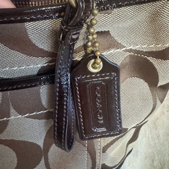 Coach Signature Khaki Brown Canvas Small Shoulder Bag - Picture 6 of 12